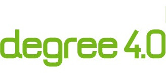 Logo des Projekts DEGREE 4.0; grüne Schrift auf weißem Hintergrund